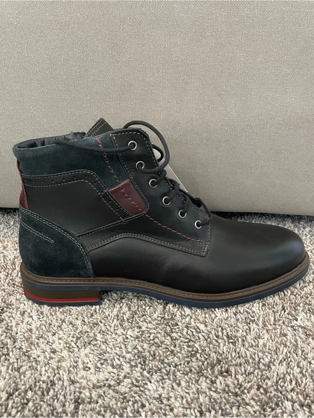 Italian made Men's Black Lace-Up Casual Boots